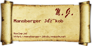 Mansberger Jákob névjegykártya